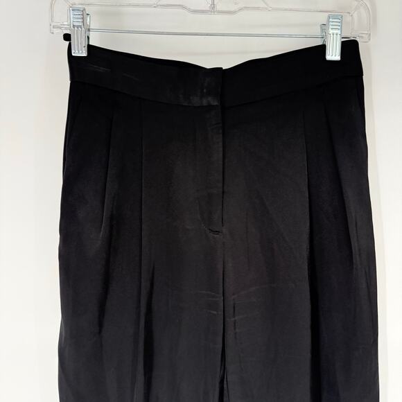 Babaton Aritzia Vogue Satin Pant Women's Size 0 Black High-Rise Pleated Straight - Picture 5 of 10